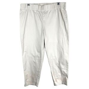 Soft Surroundings Plus Size 2X‎ Pants Crop Ankle Elastic Light Khaki Cotton 328